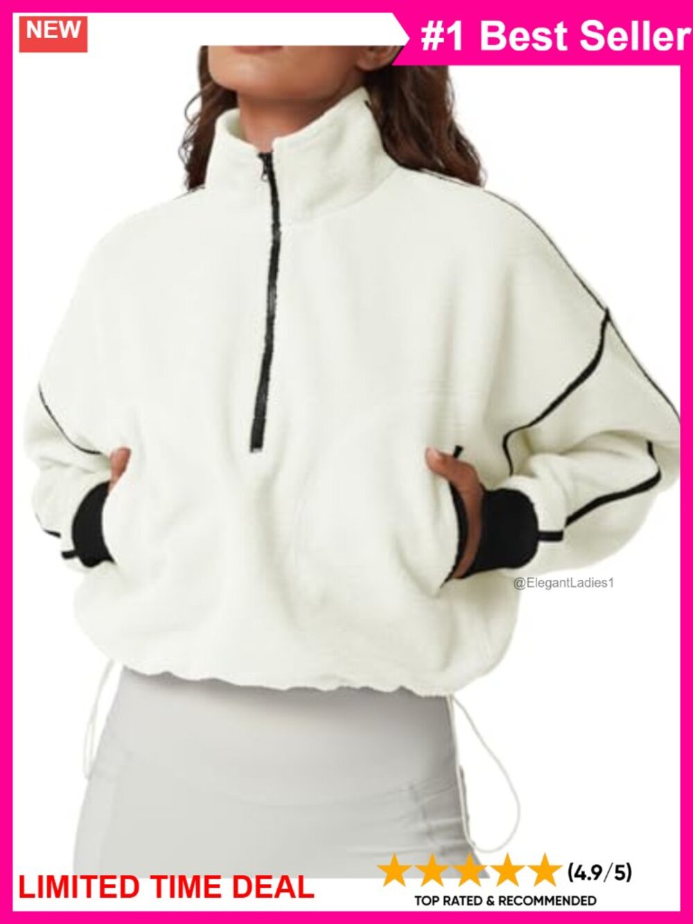 Half Zip Fleece Pullover Sweatshirt Sherpa Crop Top